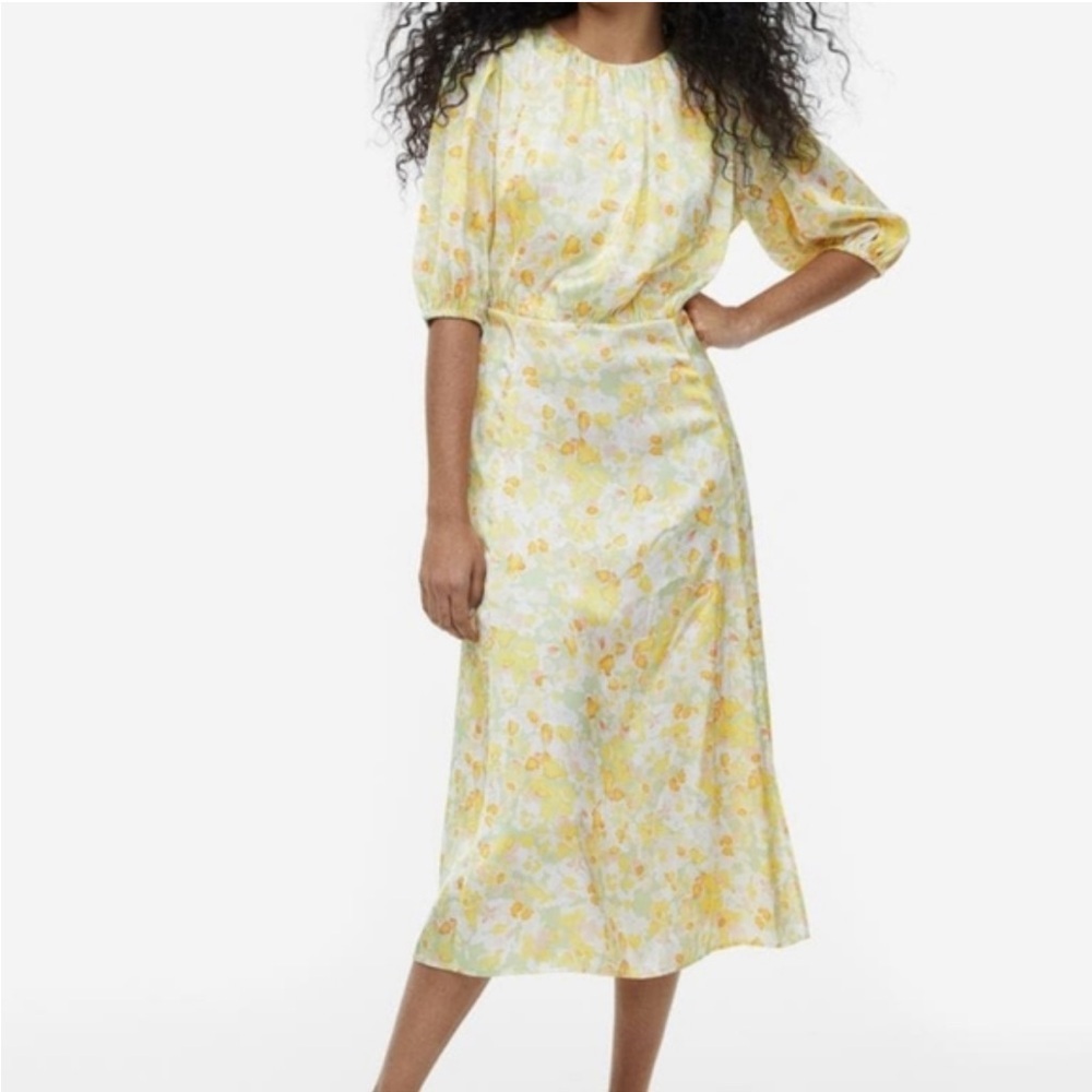 H&M Yellow Floral Midi Dress
